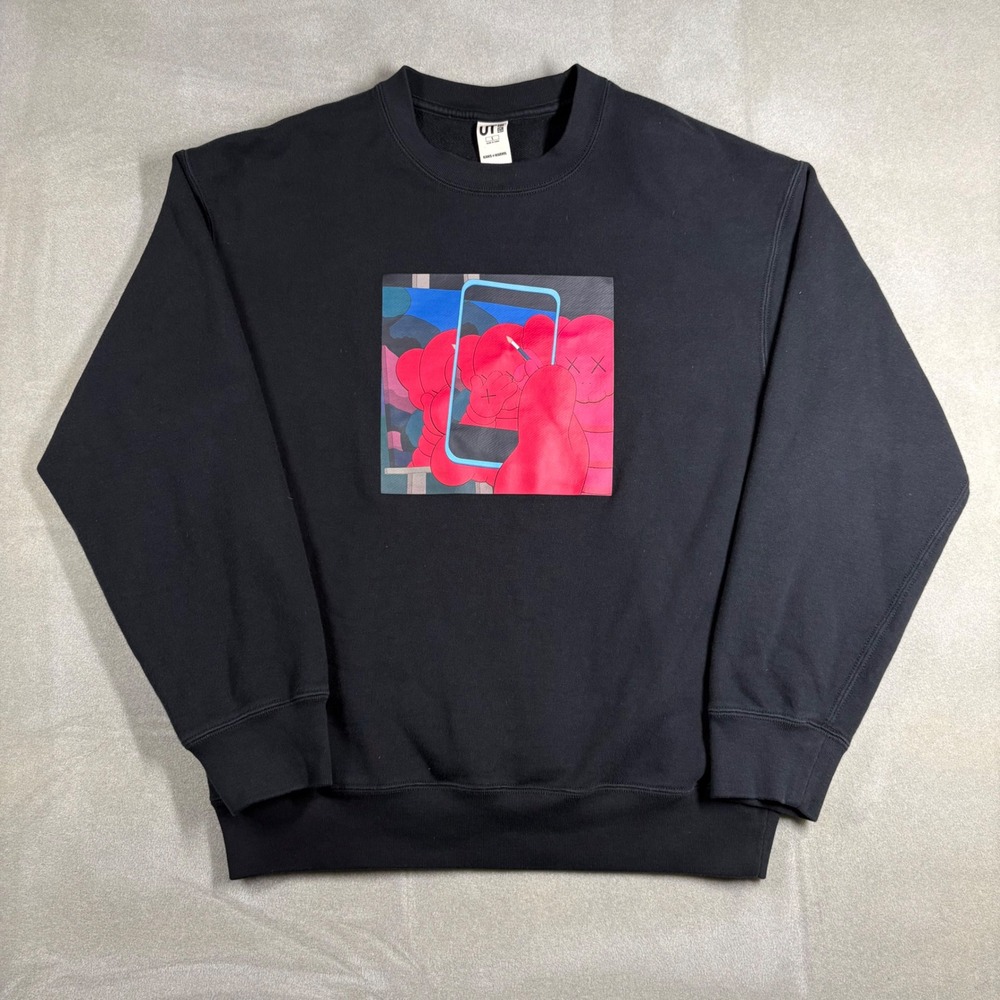 Uniqlo UT KAWS x Andy Warhol Black Graphic Sweatshirt Mens Small Art Collab